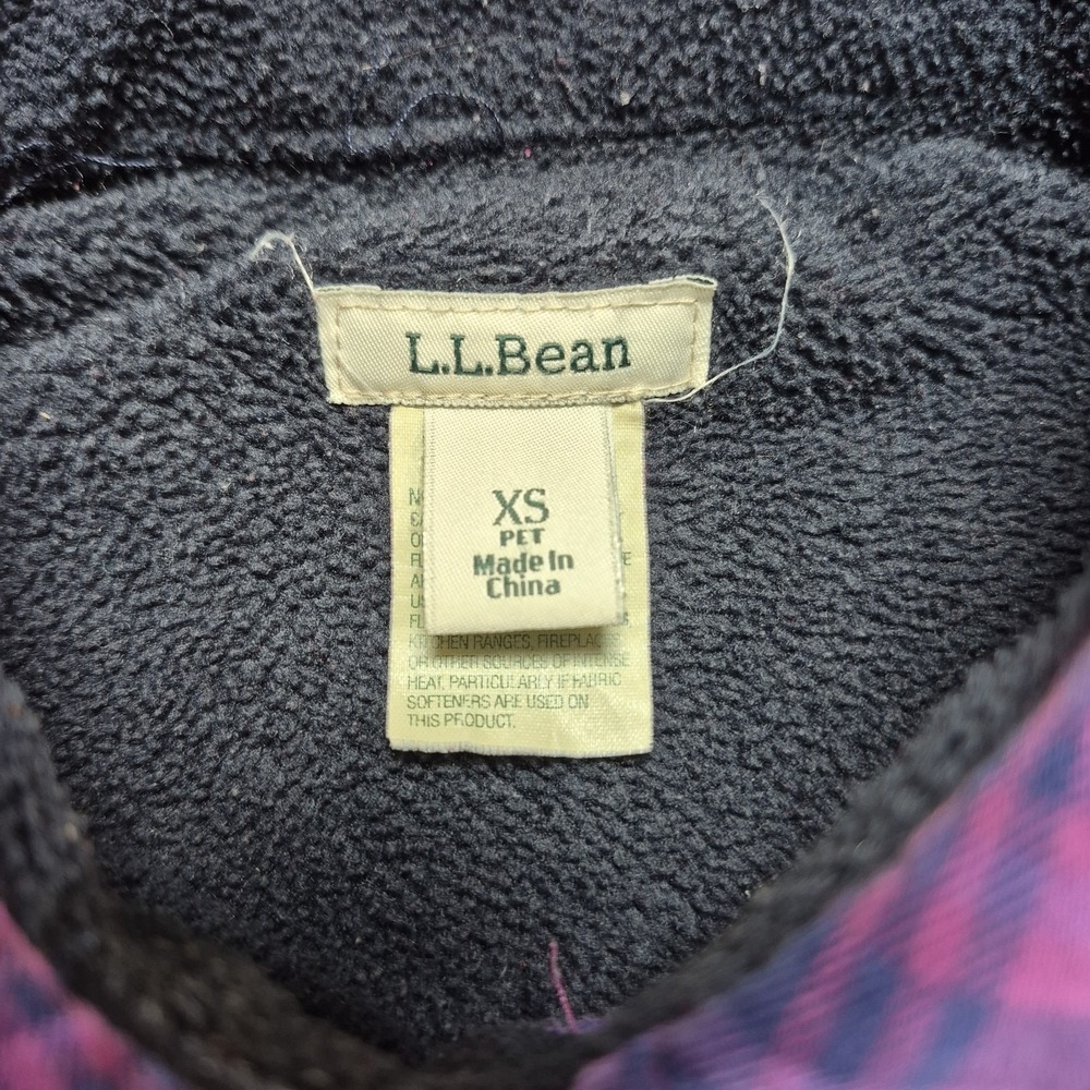 L.L.Bean Fleece Lined Flannel Shirt Women's XS Purple Plaid Button Down Shacket - Picture 2 of 7